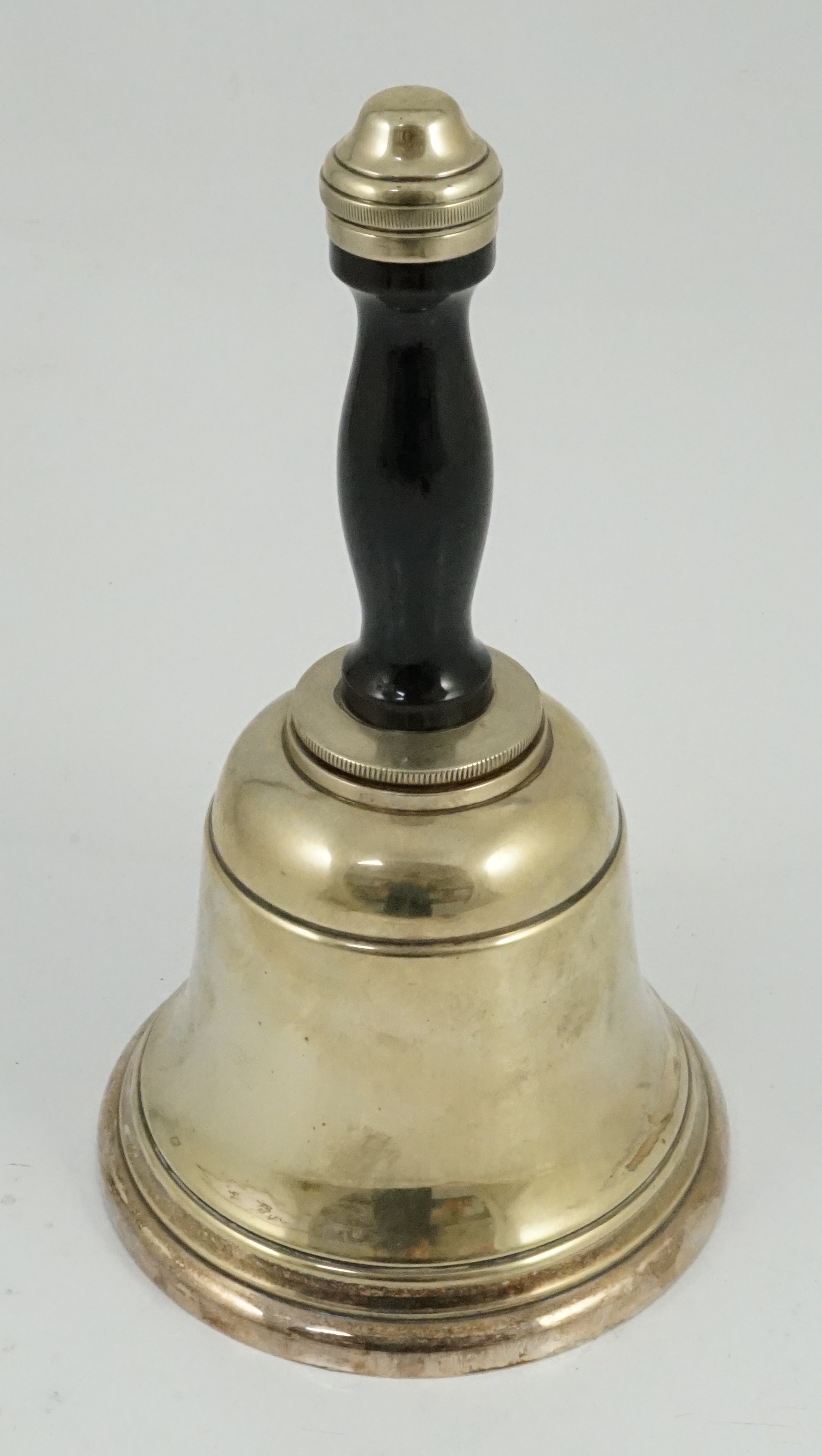 A silver plated novelty 'handbell' cocktail shaker, 28cm high